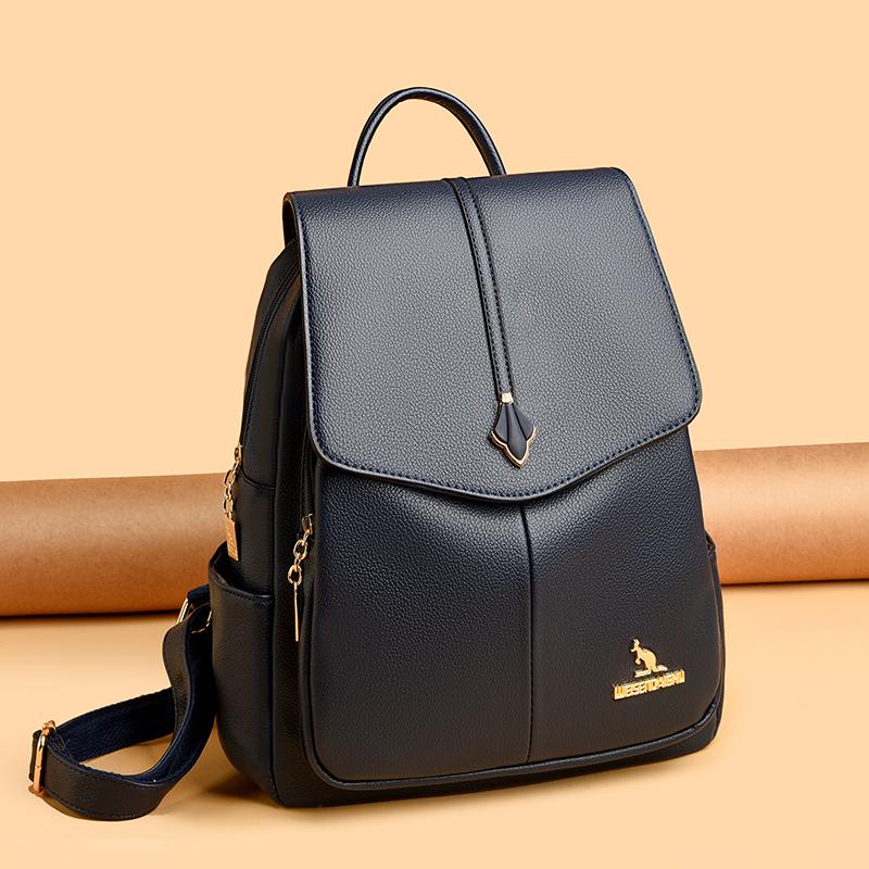 Luxury Women Leather Backpack for Designer Backpacks Vintage Solid Color School Bags Ladies Shoulder Bag Fashi Travel Bags Sac