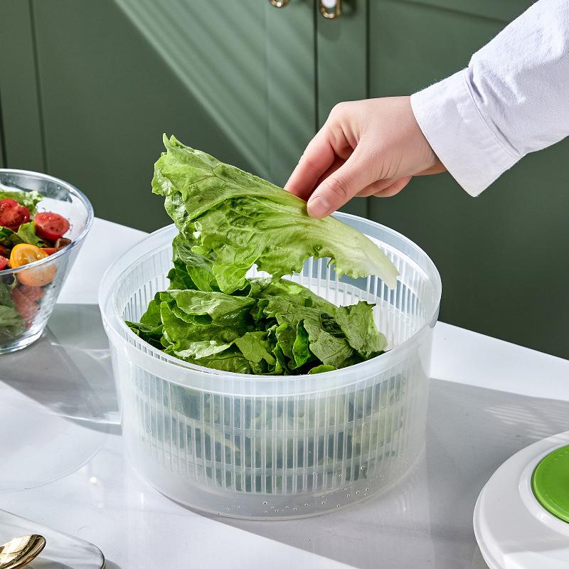 Household Salad Dryer Salad Spinner Vegetable Dehydrator Multi-Function Absorbent Basket Manual Vegetable Dryer Kitchen