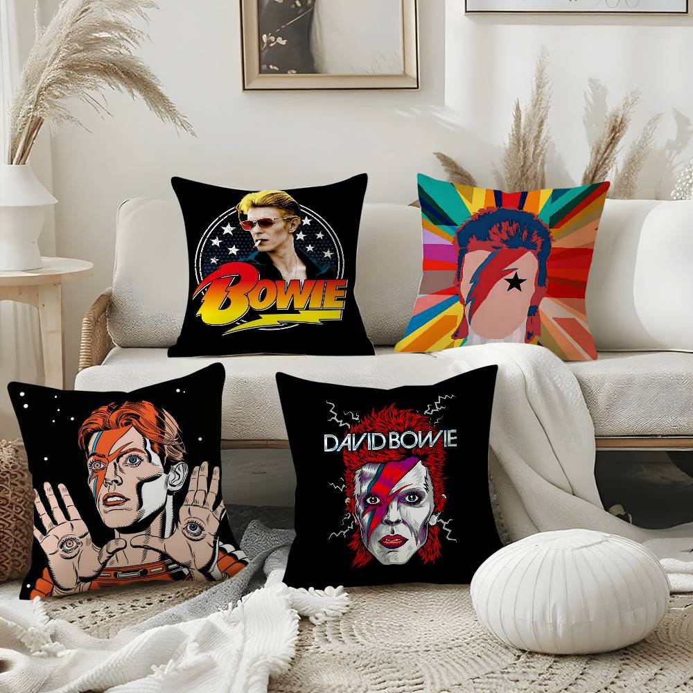 Housse de coussin David B-Bowie Maison Dortoir Dossier de Chaise Peluche Courte Impression Double Face Bureau Coussin de Sieste