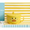 Bol Ramen Rață Drăguță 900/1200ml cu Capac Oțel Inoxidabil Kawaii Strat Dublu Bucătărie Tăiței Salată Fructe Orez Supă Veselă