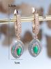 Charm Female Big Green Zircon Stone Hoop Earrings Vintage Gold Color Simple Wedding Jewelry For Women