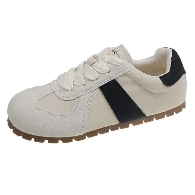 

Женская обувь из мягкой кожи Удобные дышащие повседневные кроссовки НОВЫЕ Корейские Новые На шнуровке Нескользящие Плоские Спортивная обувь Беговая обувь 40 белый