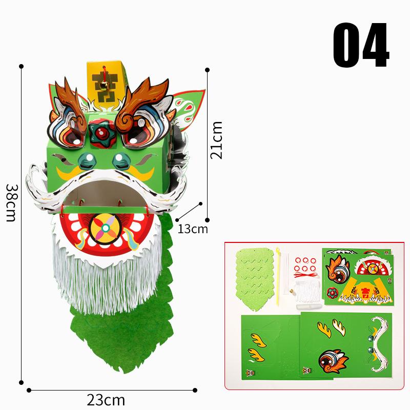 China Löwe Drachenboot Tanz Laterne DIY Bastelmaterial Unfertige Löwentanz Kopfbedeckung Neujahr Mondfest Dekoration