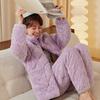 Winter Thick Fleece Couple Pajamas Set Warm Coral Loungewear Sleepwear