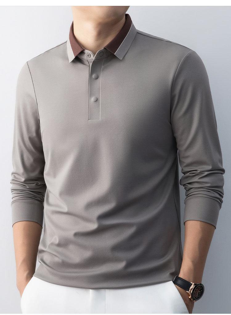[Modal/Silk and Cashmere] Autumn and Winter High-end Light Luxury Long Sleeved T-shirt for Men's Polo Shirt