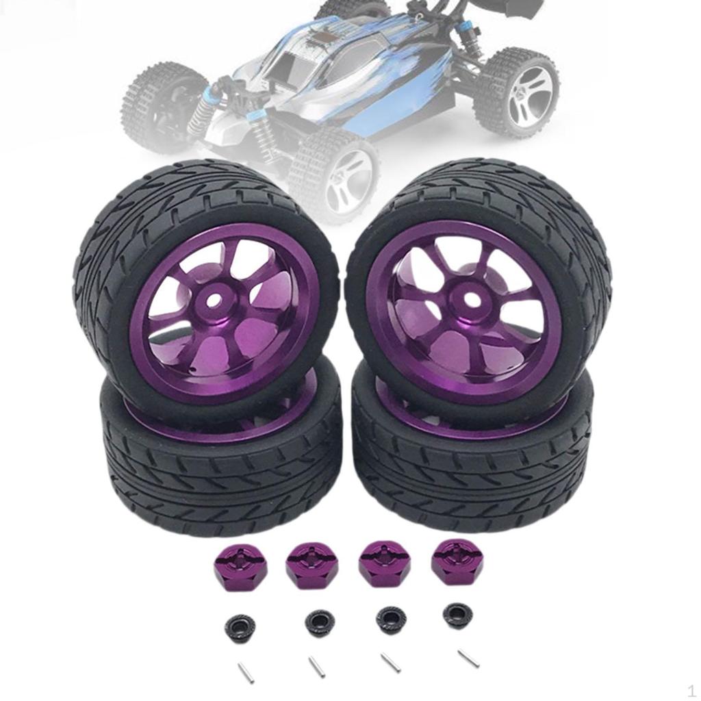 Metal Wheel Hub Upgrade Kit with RC Wheels And Tires, Stylish 12mm Hex Adapter for