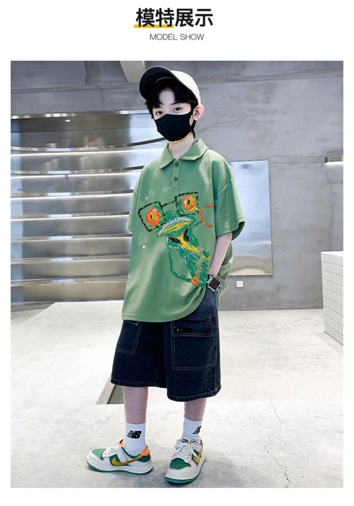 Boys' short sleeved T-shirt polo shirt summer clothes 2026 new summer half sleeved boys' big children