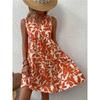 Elegant Sleeveless V Neck Floral Print Boho Mini Dress Summer Ruffle A Line Party Tank Dress Large Size Women Casual Loose Oversize Beach Sundress