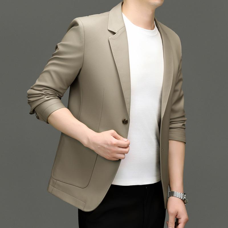 

Кожаный костюм мужской весенне-осенний костюм кожаная куртка для среднего и молодого возраста деловой костюм кожаная куртка верх XXXXL хаки