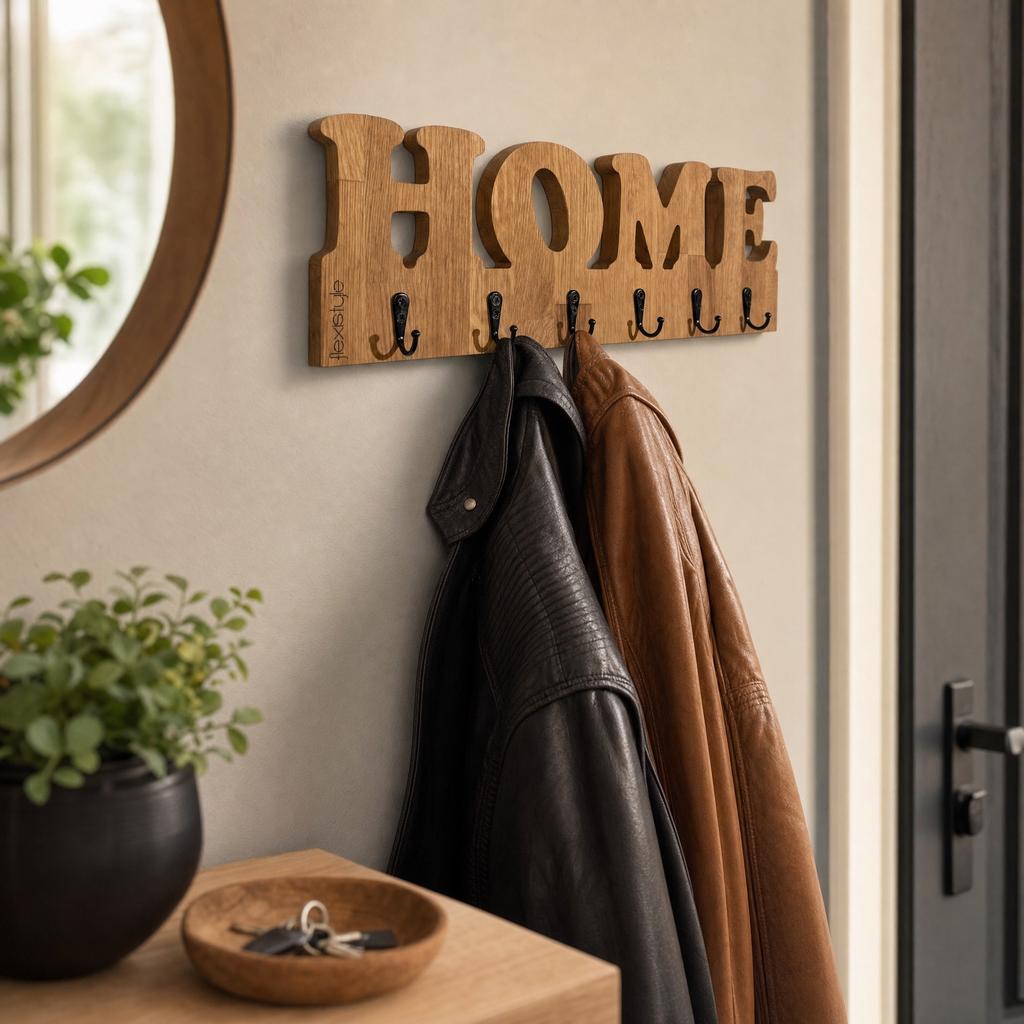 Wooden wall hanger home oak 50cm