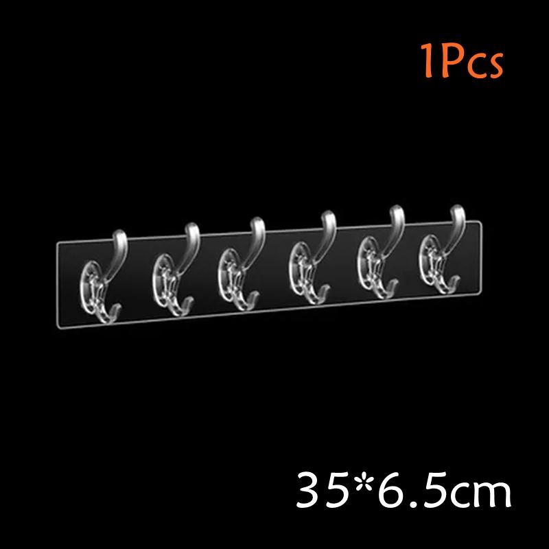 Hook Transparent Bathroom Wall Hanging Home Finishing Storage Tool Punch-free Continuous Row of Hooks Strong and Seamless Door Hanger