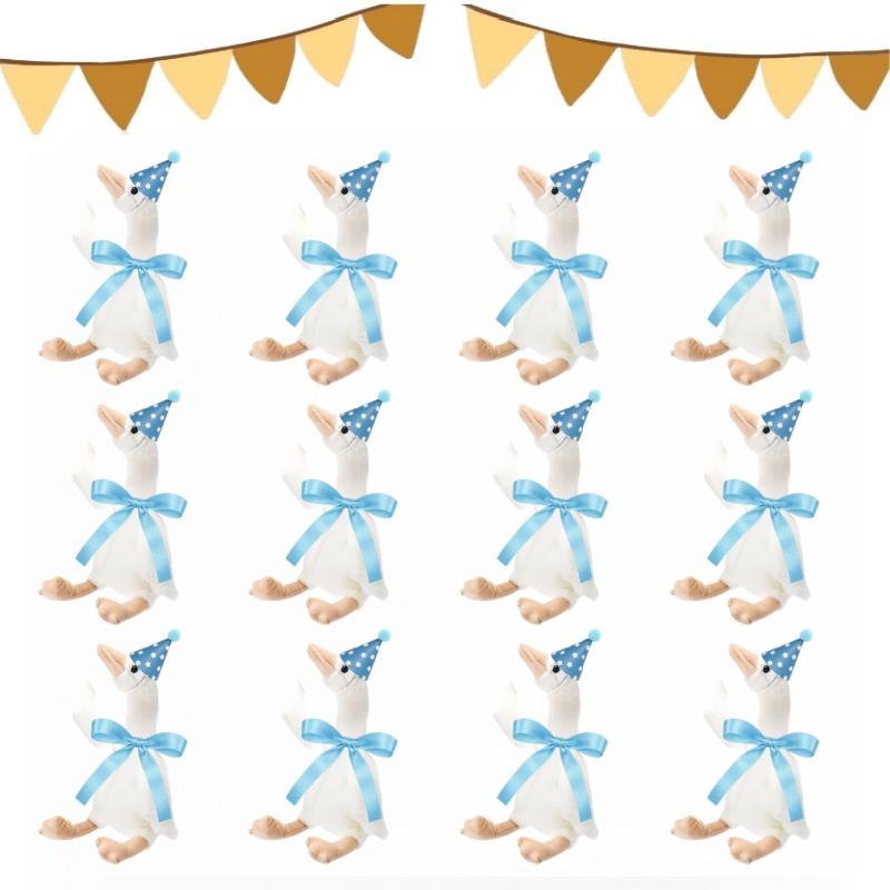 6/12/24Pcs One Silly Goose Adopt a Goose Party Favor 11.8 Inch Plush Goose With Mini Hat Ribbon Baby Shower Birthday Party Gift