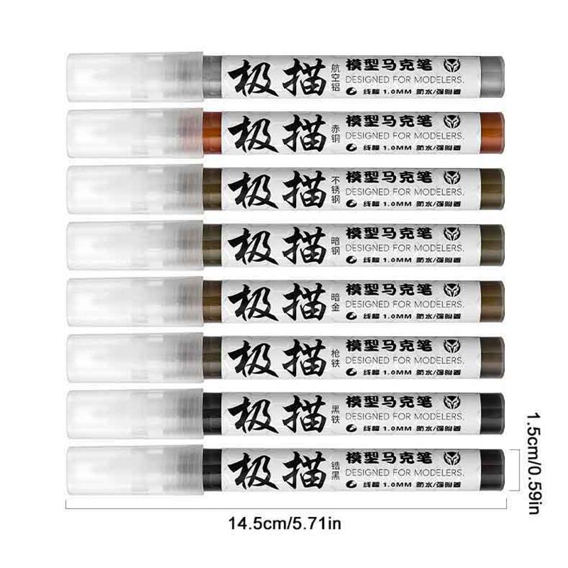 9 Colors Metallic Marker Pen 1Mm Diy Reflective Paint Pen Permanent Marker Touch Up School Model Painting Marking