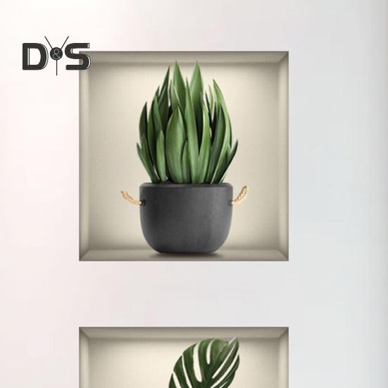 4 sztuk/zestaw wyraźna naklejka ścienna artystyczna naklejka doniczkowe rośliny zielone motyw atrakcyjna naklejka ścienna do dekoracji salonu biurowego