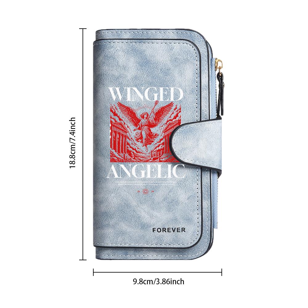 Winged Angelic Printed Long Wallet