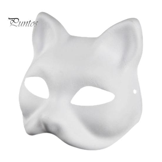 2/3/5/6/10/12/20 ks DIY masky na kočičí obličej Jednobarevný DIY ručně malovaný karnevalový ples Maškarní Halloweenský kostým Polštář na obličej ve tvaru zvířete