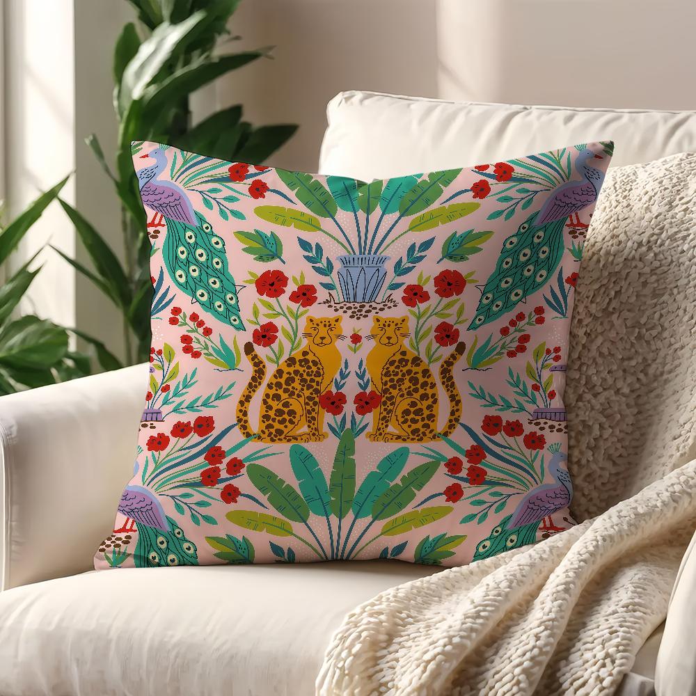 Flower Leopard Print Art Jungle Cushion Cover Decoration Room Car Home Office Coffee Pillow Sofa Printing Nordic Simplicity Hit