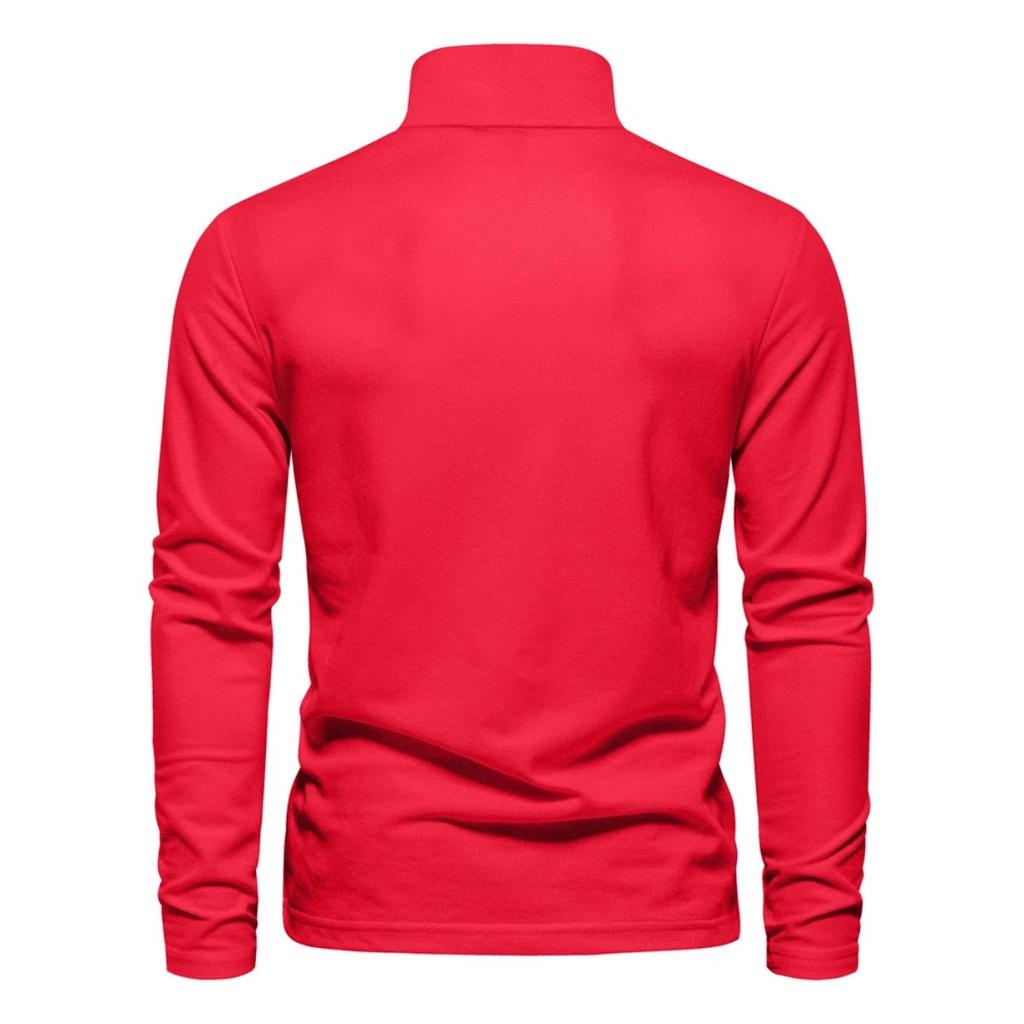 Trend Hub New Men's Deer Embroidery Polo Shirts Solid Color Long Sleeve Social Business Male