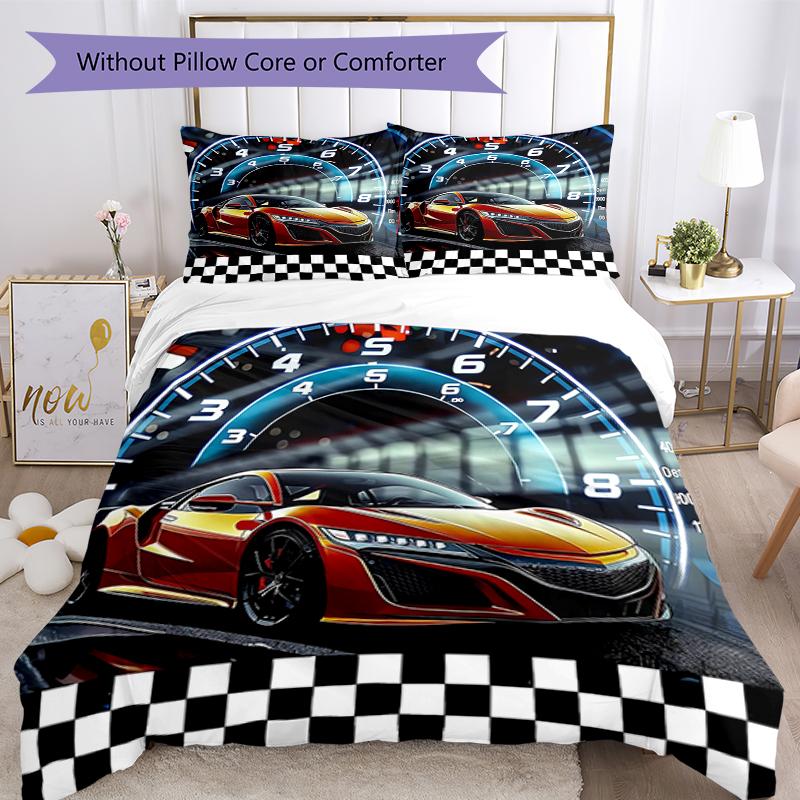 Set Biancheria da Letto da Corsa 3 Pezzi Copripiumino Chiusura Include 1 Copripiumino e 2 Federe, Morbido e Confortevole per Tutte le Stagioni.