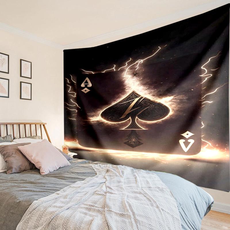Flaming Poker Cards Tapestry Room Decoration Wall Hanging for Living Room Bedroom, dormitory, Birthday and Christmas gifts