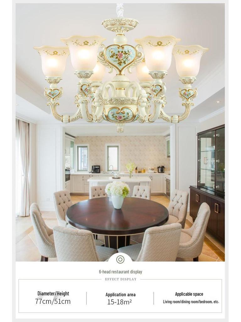 European Retro Resin Chandelier for Living Room, Restaurant, or Bedroom - Warm Atmosphere and Unique Style