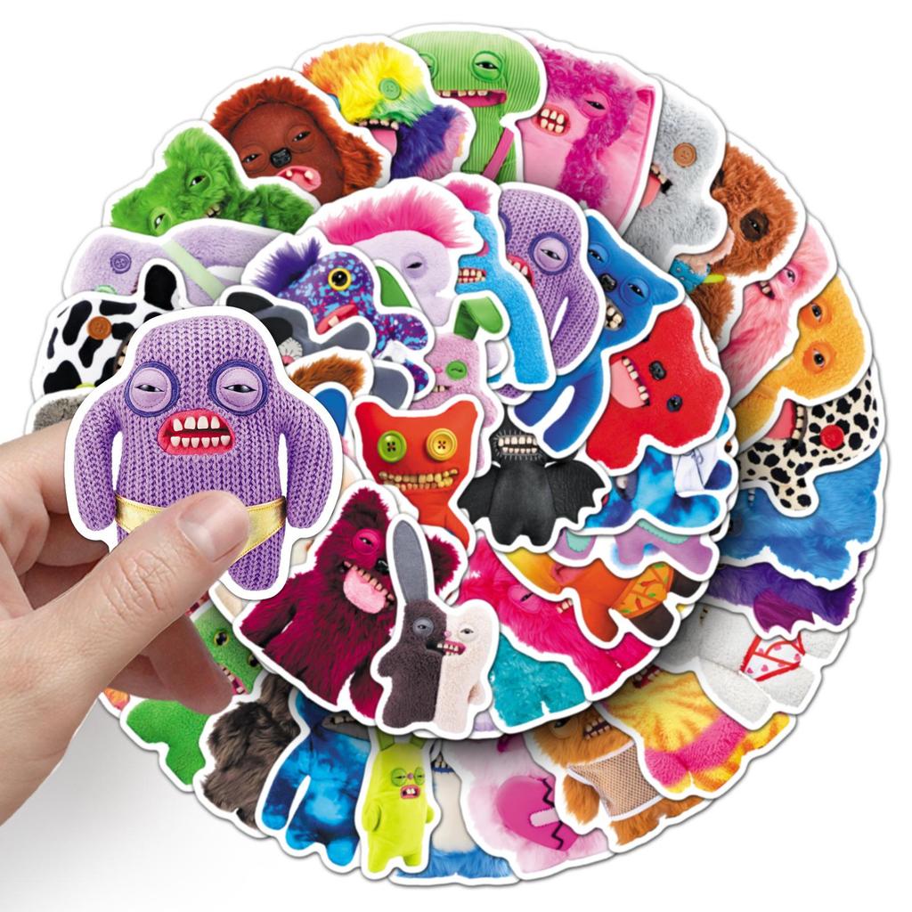 50PCS Cute FUGGLER Monster Stickers: Trendy Tooth Monster Waterproof Decals for Phones & Cups