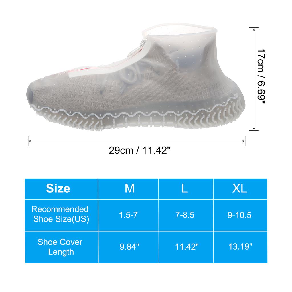 Silicone WaterProof Shoe Covers Zipper Shoe Protector  Reusable Non-Slip Rain Boot Overshoes Walking Shoes  for Men Women