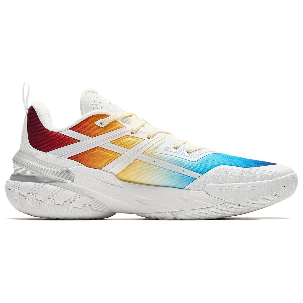 Anta Cushioning Slip Resistant Anti Rollover Low Top Basketball Shoes Men's White Blue Yellow 912541602Q-8