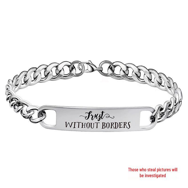 

Engraved Cuban Titanium Steel Bracelet for Men and Women - Christmas Family Gift