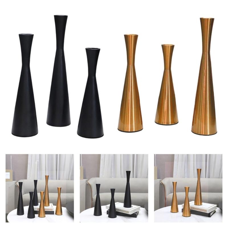 Modern Candle Stands 3 Piece Decorative Taper Candlestick Metal Candleholders For Table Centerpieces Or Patios Decors