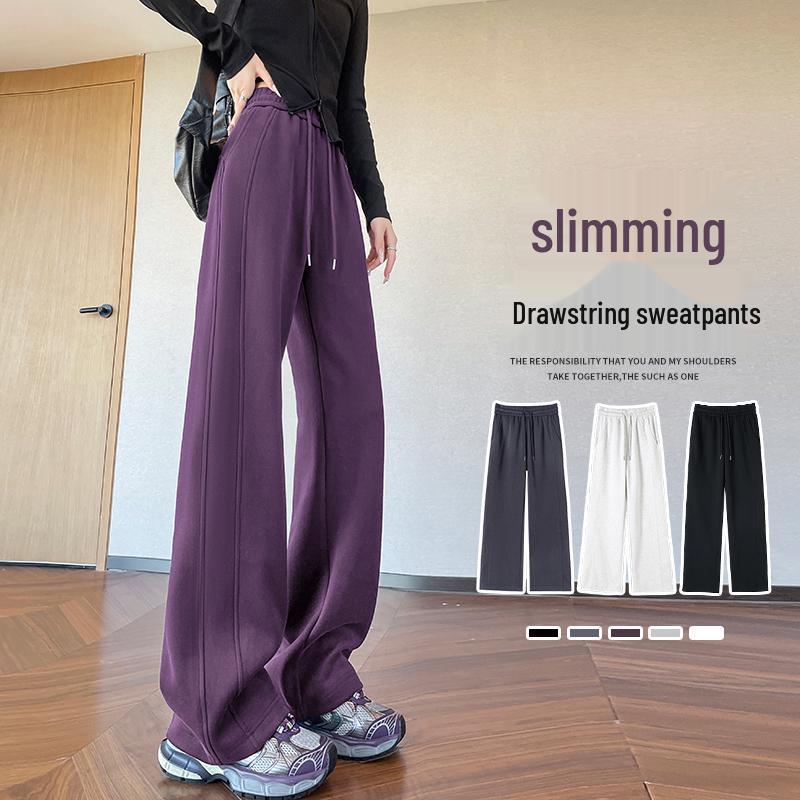 

Plum Purple Women s Dynamic Slimming Sweatpants - 2026 New Style, Narrow Wide-Leg, Casual Straight-Leg. 2XL серый/белый