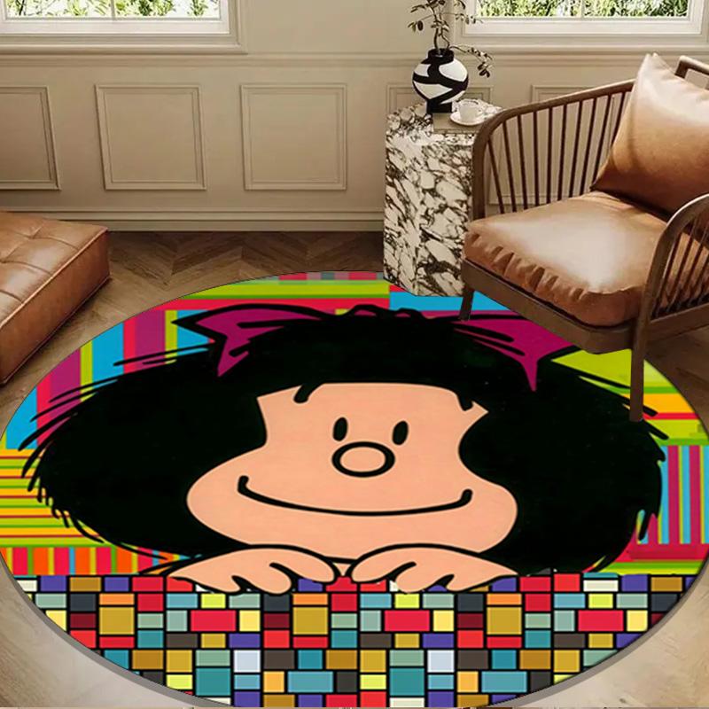 Colorful Mafa-lda Portrait Round Rug for Livingroom,Bedroom, Palyroom, Chair Rug, Area Rug, Circle Carpet, Large Size Fan Christmas Gift