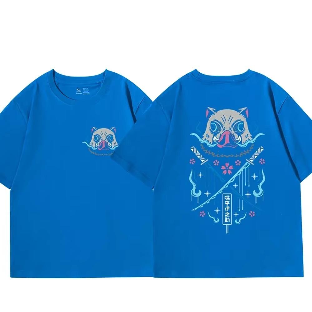 Summer Men's Anime Demon Killer T-shirt Cotton Short Sleeve Japanese Anime Beast Fitness Top High Quality Casual Street