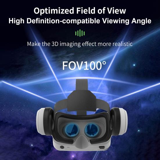VR Glasses Adjustable 100-Degree Viewing Angle Stereo Sound Ultra-Clear Lens One-click Answer Watch Video Virtual Reality Goggles 3D Glasses Headset