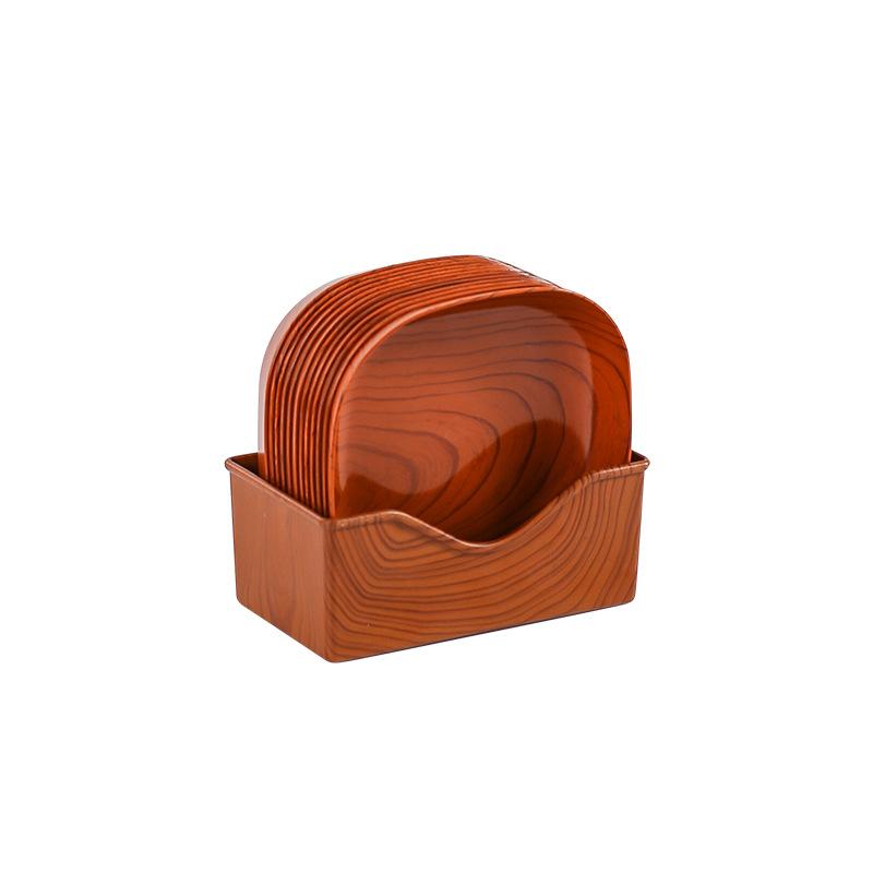 1/2Pcs Japanese Imitation Wood Grain Snack Dish Food Grade Pp Material Vegetable Dish Fruit Dish Kitchen Bowl Dish Dinnerware