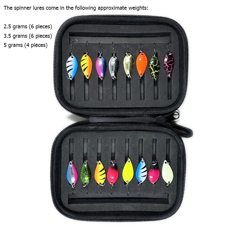 Metal Spinner Spoon Lure Kit Hard Bait Tackle with High-Strength Hooks for Bass Pike Trout Freshwater/Saltwater Fishing 16/10Pcs