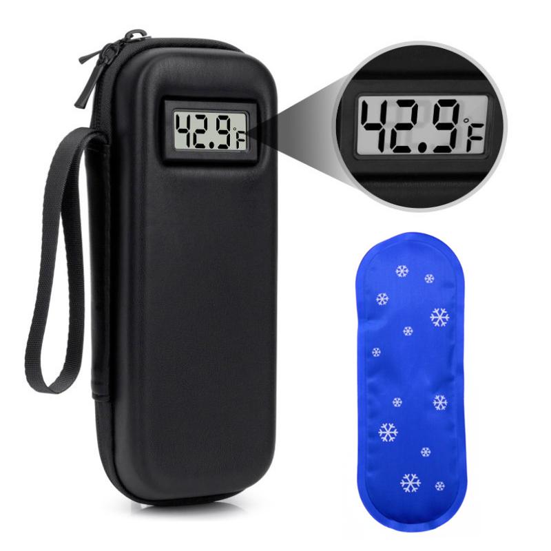 Insulin Kühler Reiseetui mit Temperaturanzeige - Gekühlte Medikamenten Kühltasche mit 1 TSA-zugelassenem Kühlakku
