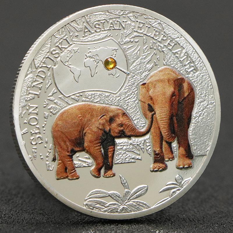 Zambia Wildlife Diamond-Studded Medal: Gorilla, Tiger, Blue Whale, Panda Souvenir Collection