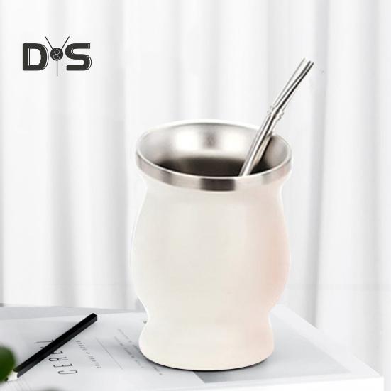 Yerba Mate Tassen-Set, doppelwandige Tasse aus Edelstahl in Kürbisform mit Bombilla-Teetassen-Reinigungsbürste, Antioxidantienreiches Energieschub-Tee-Set