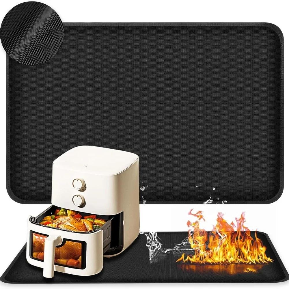 For Kitchen Appliances Black Air Fryer Mat Silicone Coated Pad Silicone Coated Fiberglass Waterproof And Oil-proof