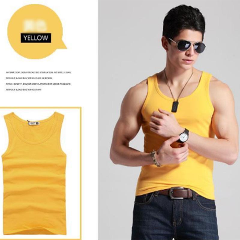 Men's Sports and Leisure Vest Solid Color Cotton Bottoming Elastic Fitness Tight Sports Hurdle Running Sweat-absorbing