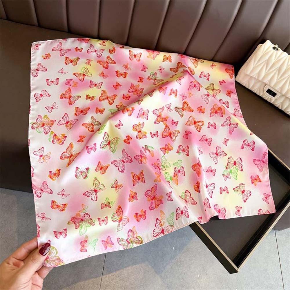 Breathable Small Square Scarf Sunscreen Printed Silk Scarf  Bag Accessories