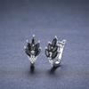 Black Awn Black Stone Leaf Shape Hoop Earrings for Women