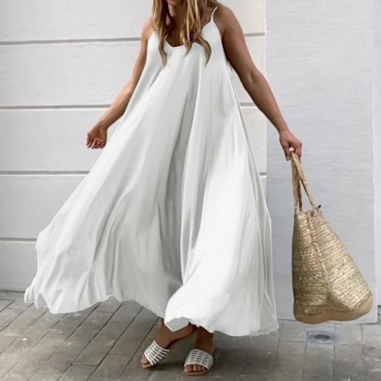 Lockeres ärmelloses Strandkleid für Damen mit Spaghettiträgern