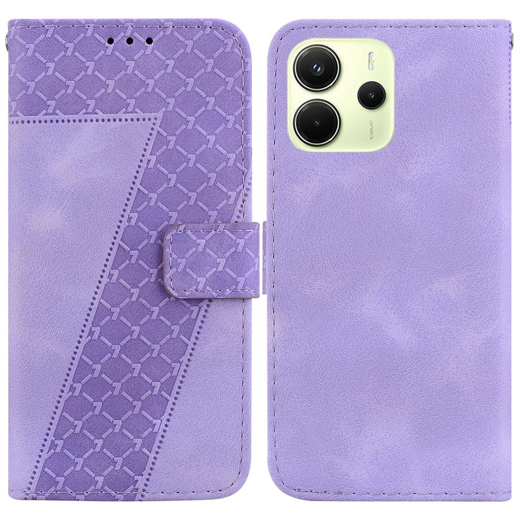 For Xiaomi Redmi Note 14 4G (164.84mm) Stand Case 7-Shaped Pattern Imprint Leather Phone Cover
