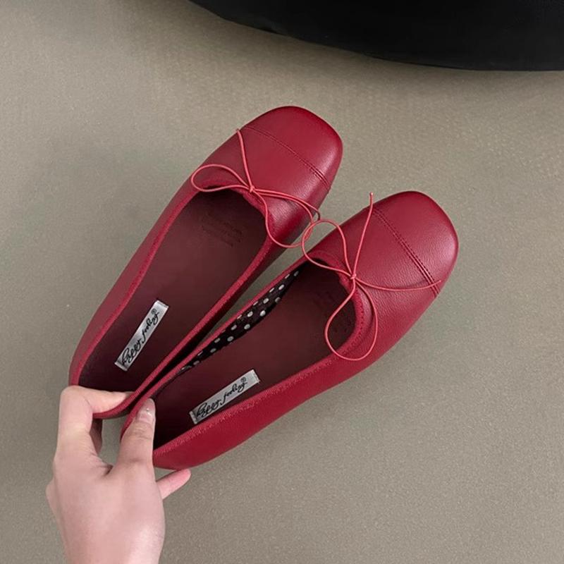 Fashion SUOJIALUN Spring New Brand Women Flat Shoes Fashion Round Toe Shallow Slip oN Ballerinas Shoes Soft Low Wedge Heel Boat Shoes