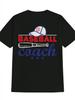 Men'S Baseball Coach Graphic T-Shirt - Black Casual Crew Neck Tee with Red & Blu