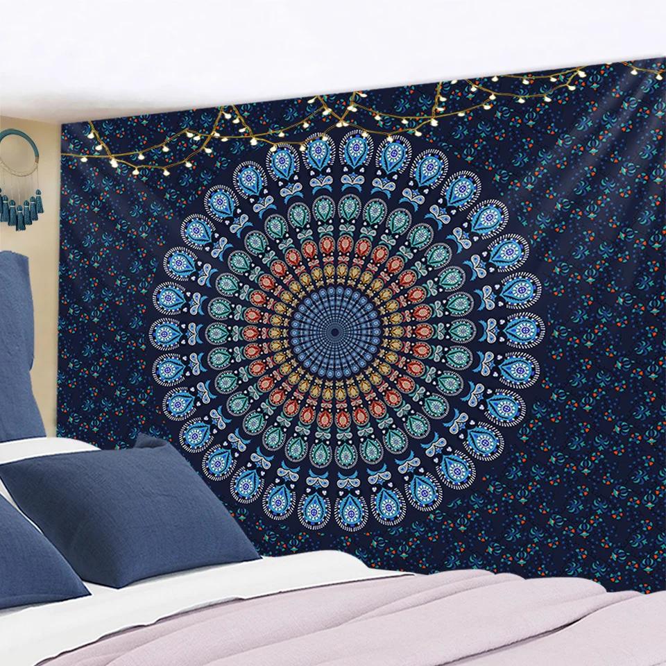 Mandala Tapestry Wall Hanging Boho Decor Wall Cloth Tapestries Psychedelic Hippie Night Moon Tapestry Mandala Wall Carpet