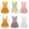 Girls Ballet Dance Skirted Leotard Camisole Dress Sleeveless Spaghetti Strap Low Back Ballerina Training Dress