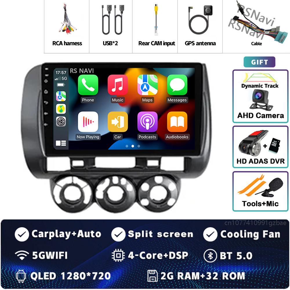 Android 14 Carplay Car Radio For Honda Fit Jazz City 2002 2003 2004 - 2007 Multimedia Video Player Navigation GPS Stereo 2Din BT